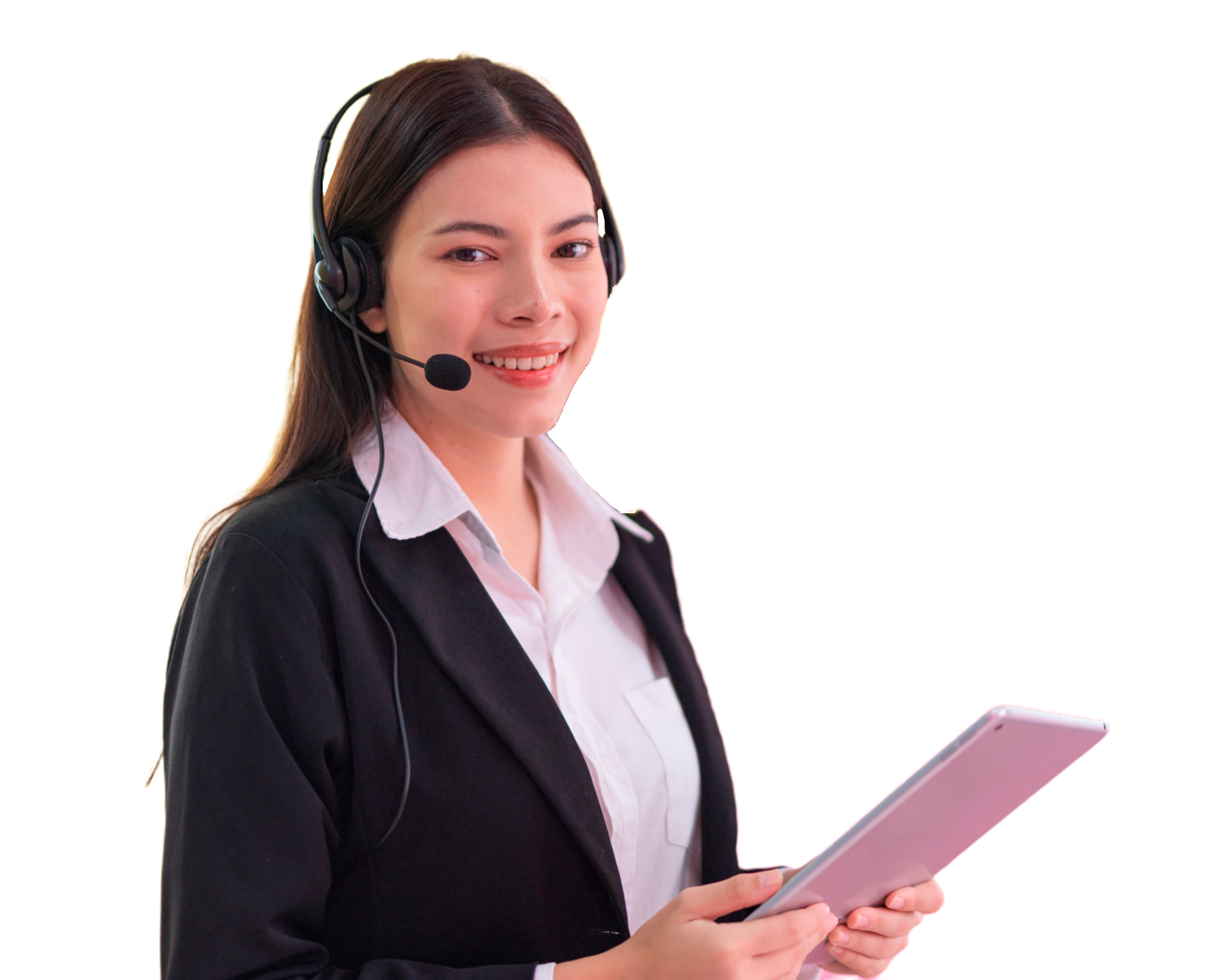Woman agent on headset